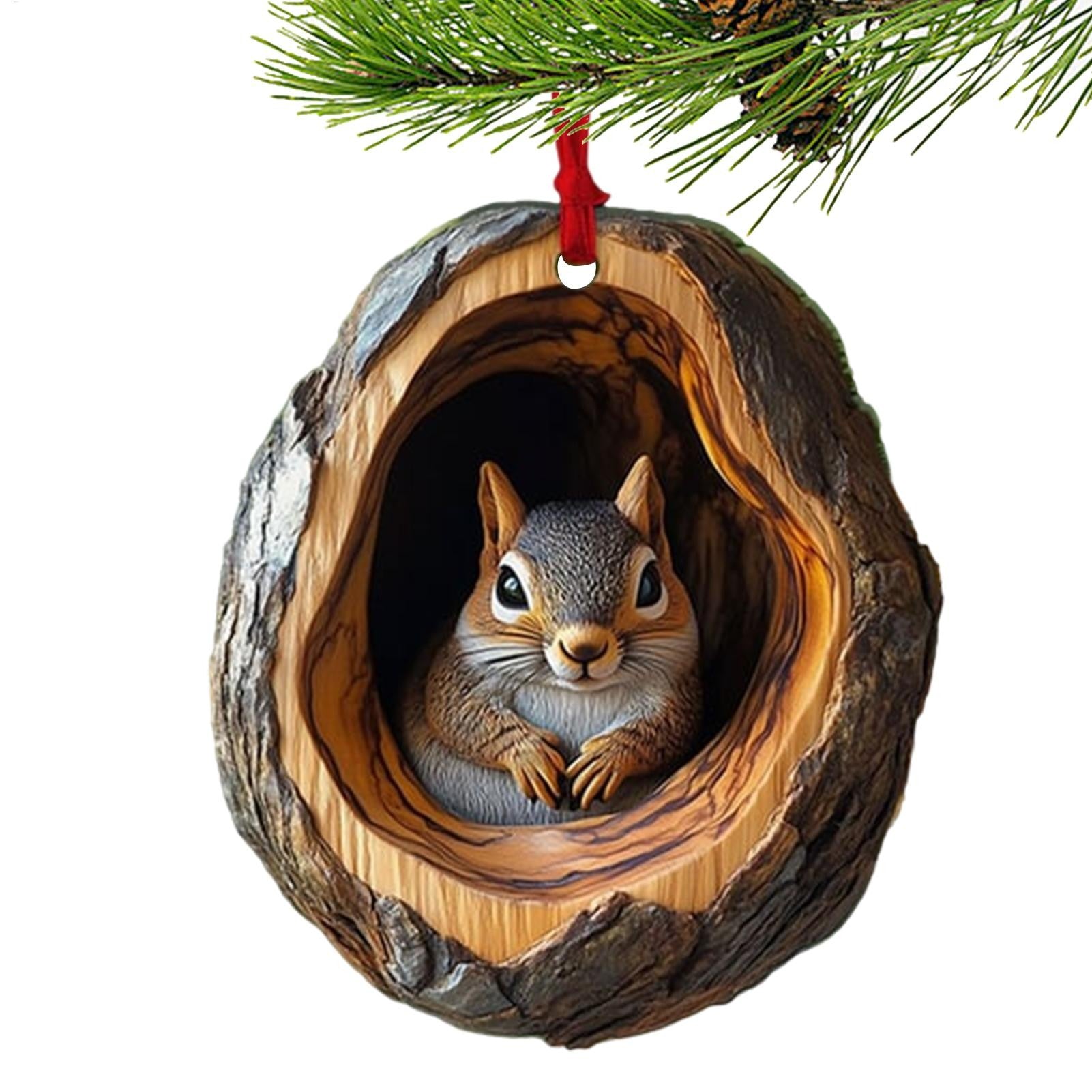 New Animal Christmas Ornaments 2D Flat Acrylic Bird Pendant Owl Squirrel Bunny  Pendant Christmas Tree Decoration Xmas Hanging