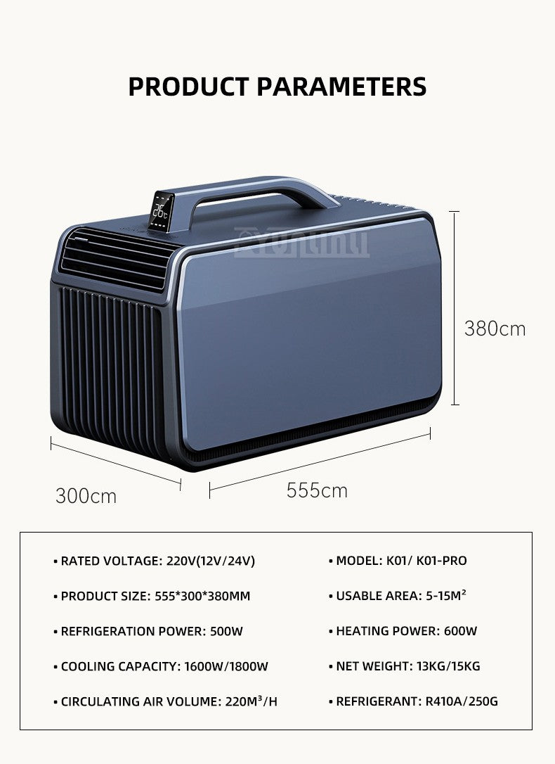 Aparelho de Ar-Condicionado Portátil para Barraca de Acampamento, Quente e Frio, Controle de Clima, Aquecedor, Resfriador, Unidade de Ar-Condicionado Móvel