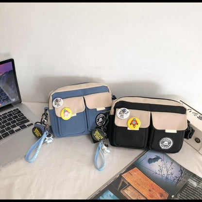 Fashion Versatile Men's Crossbody Bag Large Capacity Japanese Style Shoulder Bag Retro with Pendant Messenger Bag Unisex