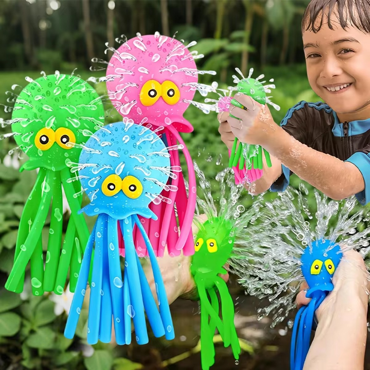 1/2/3/4Pcs Squeeze Water Octopus Stress Relief Toy Children Bathing Playing With Water Shower Decoration Summer Swimming Gifts