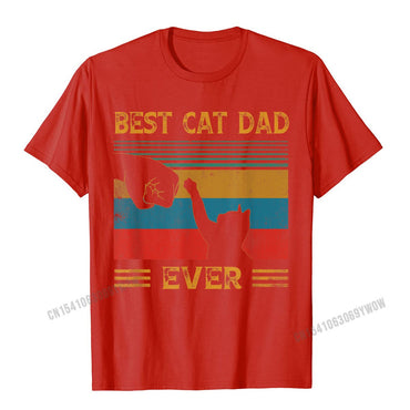 Mens Vintage Best Cat Dad Ever Bump Cat Lover T-Shirt Camisas Men Design New Coming Cotton Tops Shirt Letter For Boys