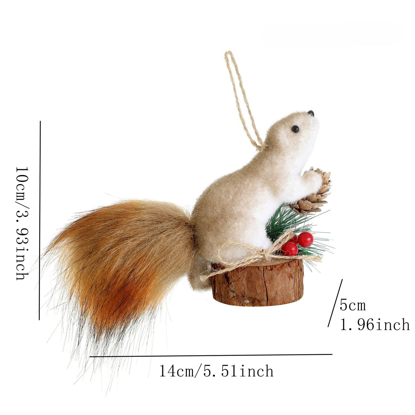 Christmas Squirrel Hanging Ornaments,Squirrel Pinecones & Berries, Rustic Winter Forest Decor for Christmas Tree, New Year Party