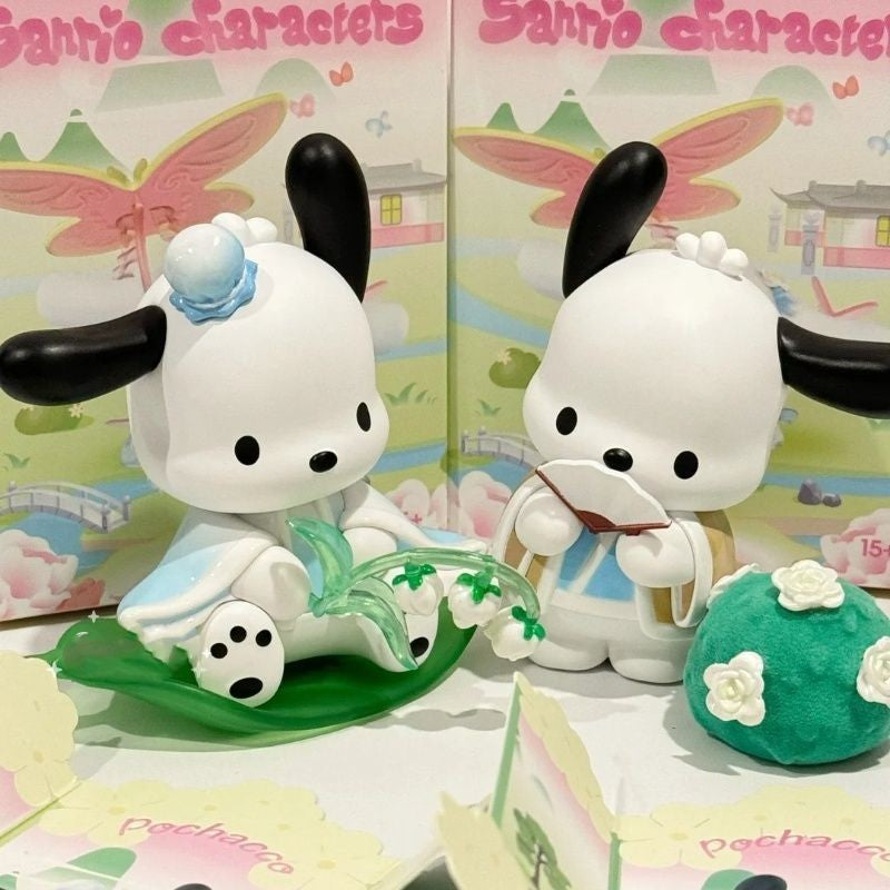 Sanrio Nova Série Flor de Rima Blind Box Kawaii Kuromi Pochacco Cinnamoroll Melody Caixa Surpresa Boneca Sacola Surpresa Decoração Brinquedo Presente