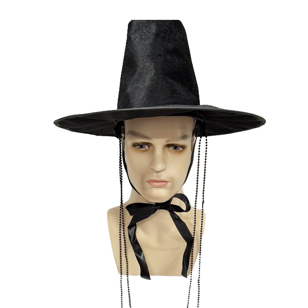 2028  Role-playing Costume Hat Traditional Ming Dynasty Korean Flat Topper Hat for Men Wide Brim Uv Protection Black Cap Stage