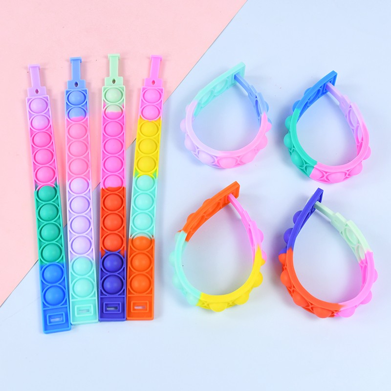 12Pcs Pop Bubble Bracelets Kids Fidget Sensory Toys Gift Children Birthday Party Favors Goodie Bag Pinata Filler Stress Relief