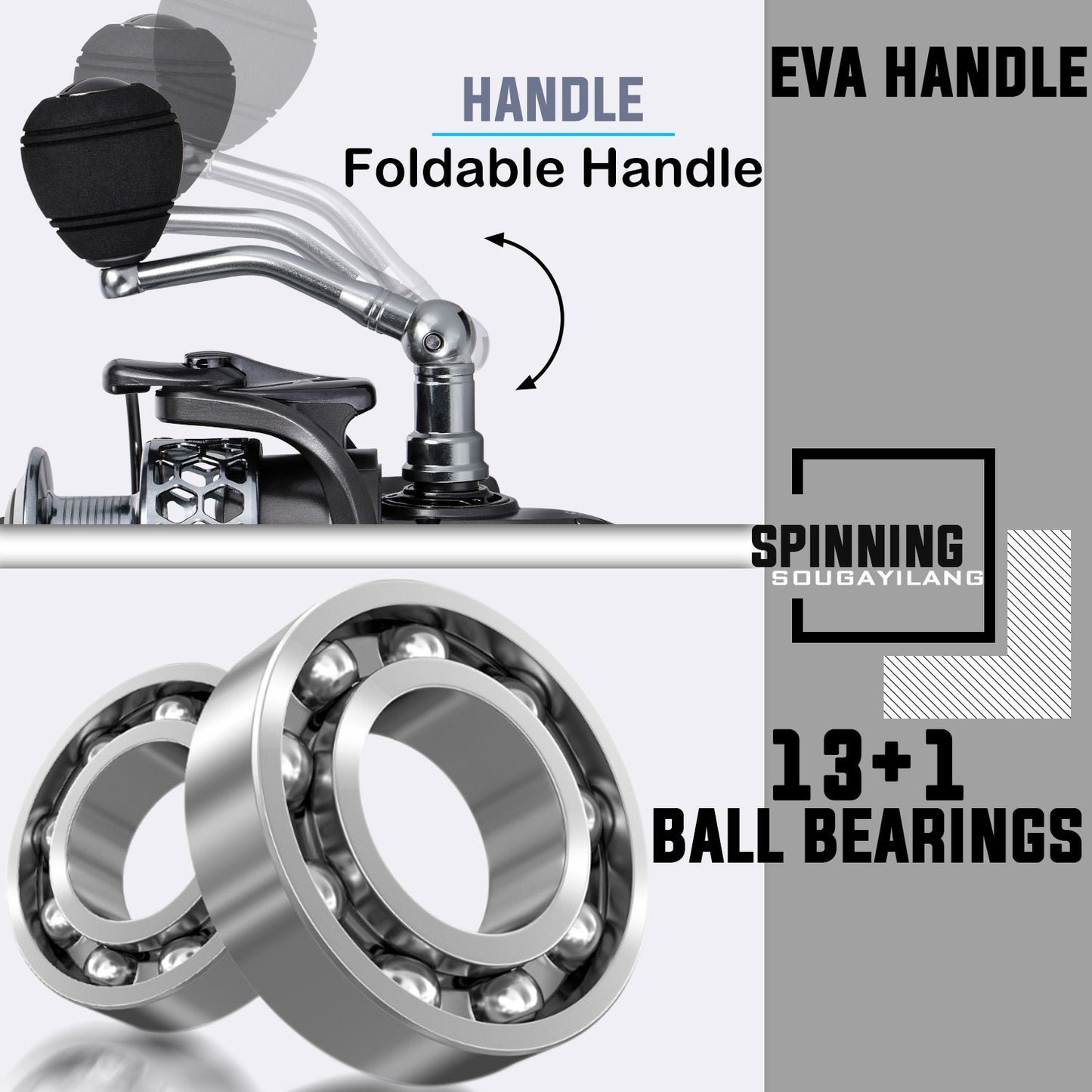 Kit Vara de Pesca Telescópica Sougayilang 1.8-2.7m e Carretilha de Pesca com Carretel de Alumínio de Alta Velocidade 5.1:1 com Linha de Pesca e Bolsa para Iscas