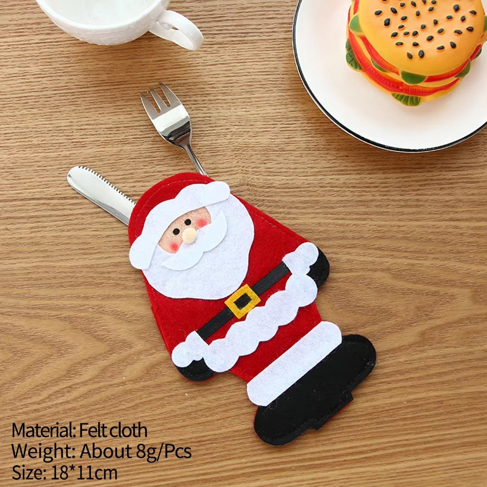 1/3pc Christmas Cutlery Set XMAS Elder Snowman Elk Doll Knife Fork Cutlery Set Cloth Art Knife And Fork Set Decoration For XMAS