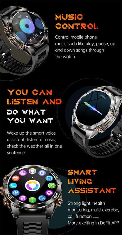 New Outdoor Sport Smart Watch Men 1.46" AMOLED Screen LED Flashlight 515mAh Battery 10ATM Waterproof Bluetooth Call Smartwatch