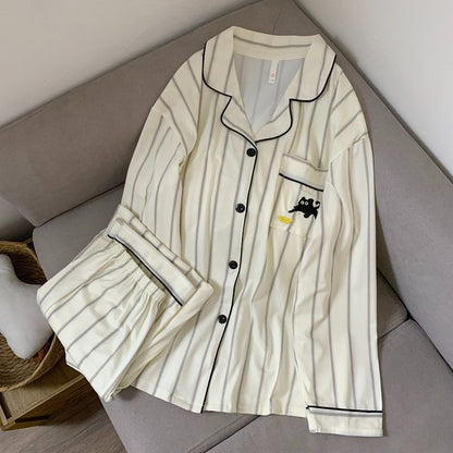 Cartoon Dog Letter Plaid Print Pajama Sets for Women Plus Size Sweet Cute Harajuku Style 2PC Set Sleepwear Autumn New Homewear