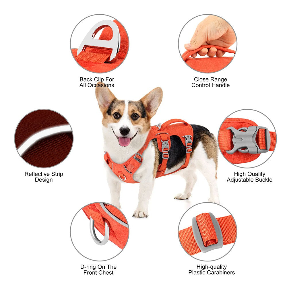 Coleira Peitoral de Nylon Anti-Fuga para Cães Colete Durável Reflexivo para Cães com Alça Ajustável para Cães Pequenos, Médios e Grandes, Pug