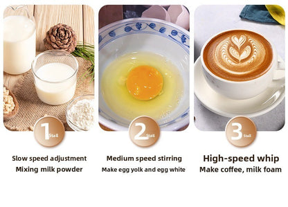 Electric mixer, handheld egg beater, dessert cake cream maker, 3-speed portable beverage coffee machine, kitchen milk frother