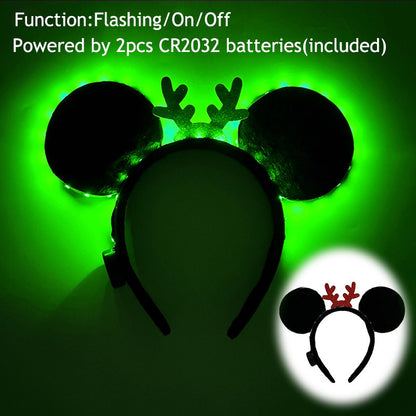 1/2pcs LED Glowing Neon Mouse Ears Headband Girls Festival Headbands Mickey Hairband Children Birthday Party Hair Accessories