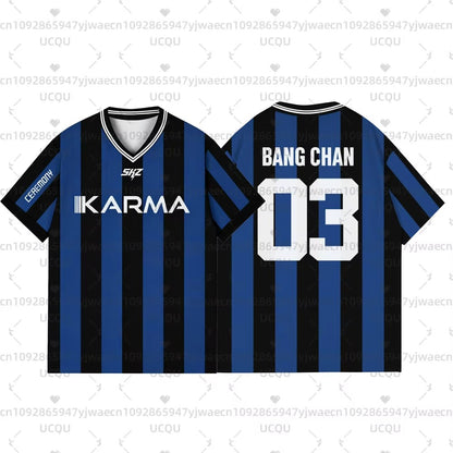 Kpop Stay Karma Album Fans TShirts Felix Bangchan Hyunjin Streetwear Loose Sport Oversize  Short Sleeve T-Shirt For Women Men