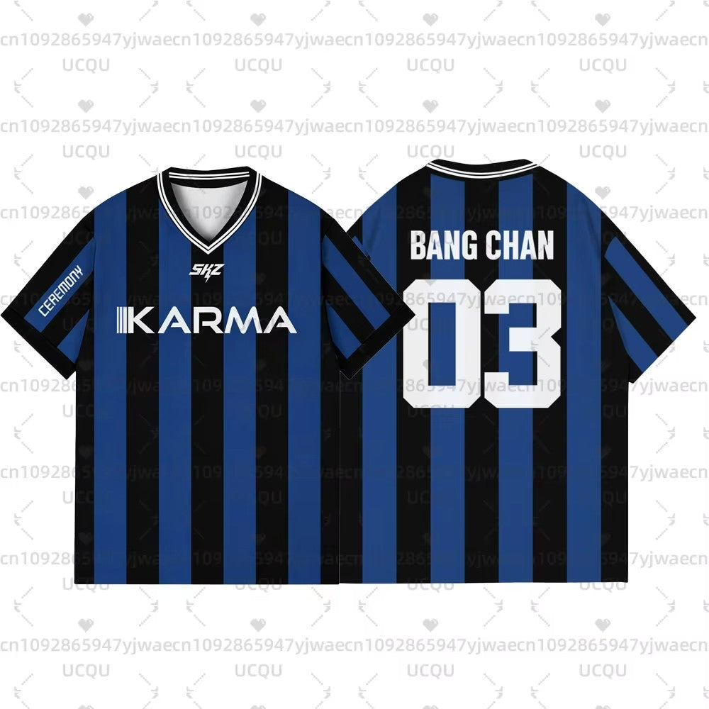 Kpop Stay Karma Album Fans TShirts Felix Bangchan Hyunjin Streetwear Loose Sport Oversize  Short Sleeve T-Shirt For Women Men