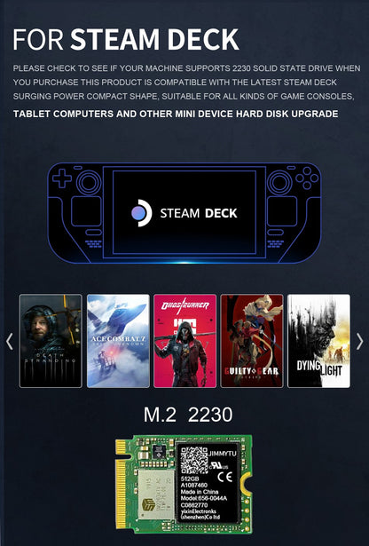 SSD Nvme M2 2230 1T 512gb 256gb Compatível com Steam Deck/Surface Pro Atualização e Expansão, Alto Desempenho e Eficiência