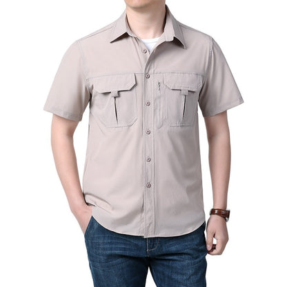 Men's Breathable Short Sleeve Shirt Men Casual Tactical Cargo Shirts Summer Quick Dry Hiking Work Shirts for Man Short-sleeved