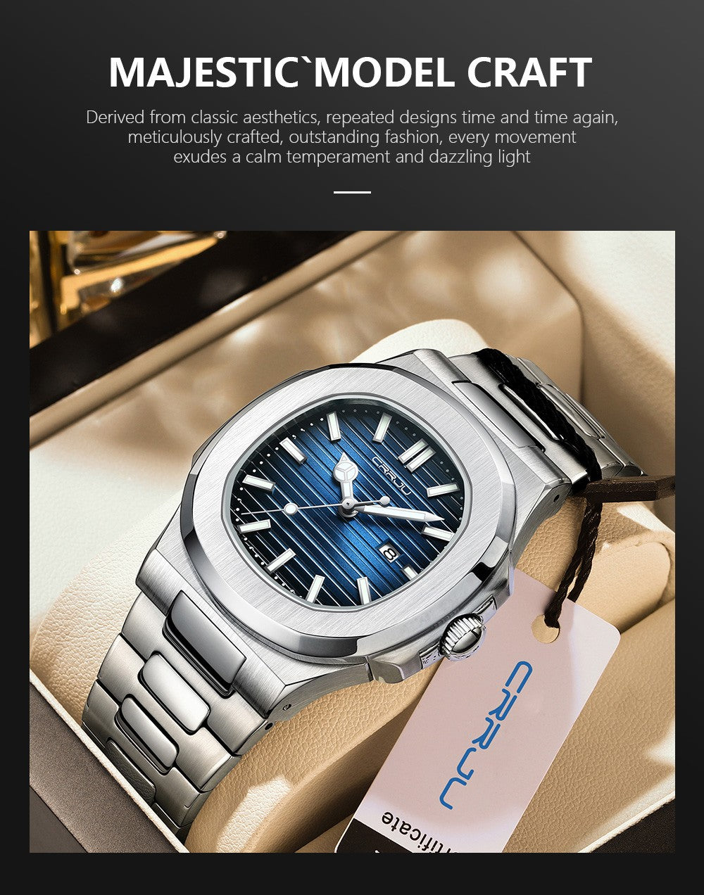 CRRJU  Men Watch 2024 Luxury Top Brand Quartz Watches Business Simple Ultra Thin Luminous Wristwatch Men's Clock Reloj Hombre