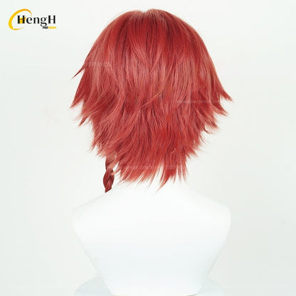 2 Estilos Anime Kurona Ranze Cabelo Sintético Curto 30cm Trança Vermelha Perucas Cabelo Resistente ao Calor Festa de Halloween Cosplay Perucas de Anime