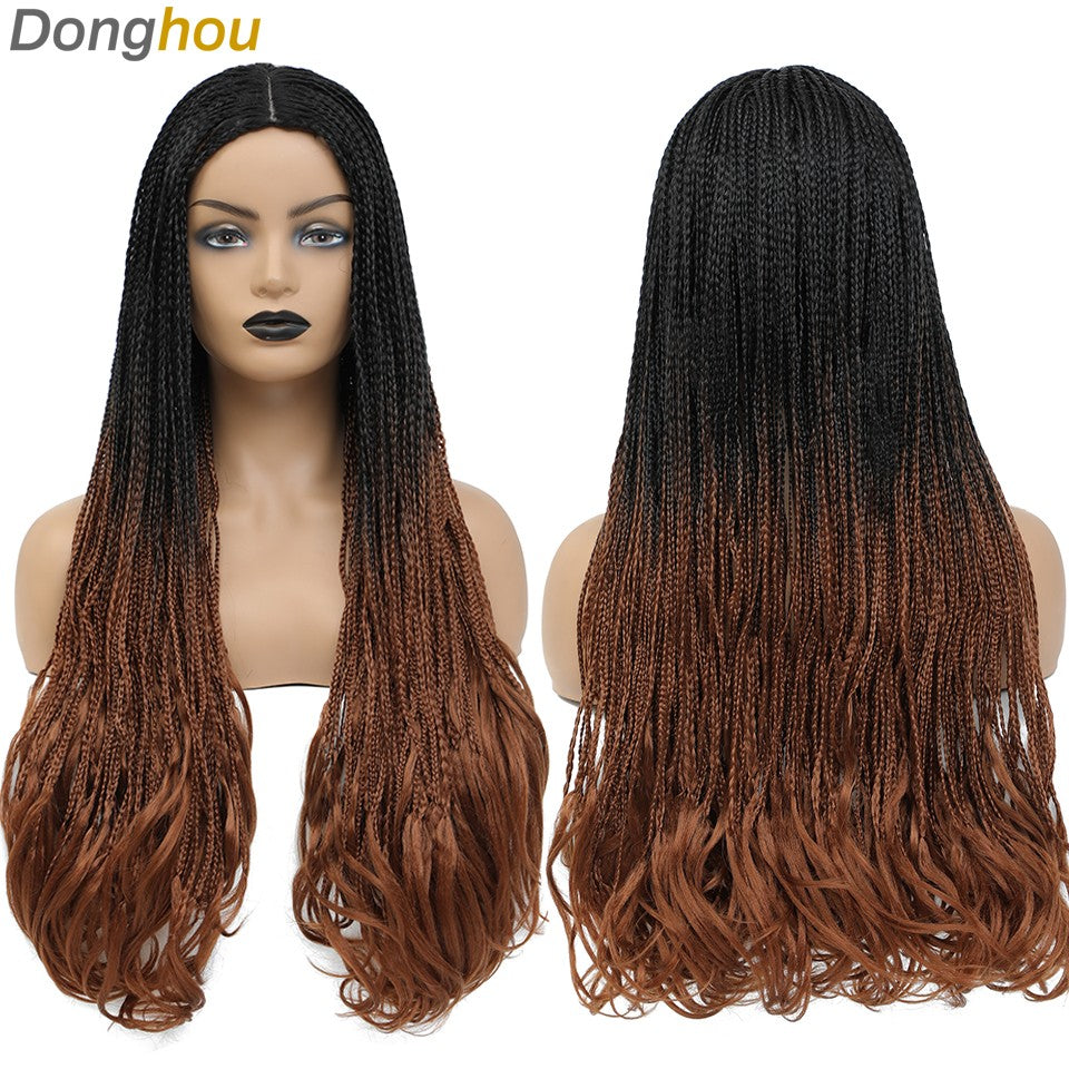 26 Inch Long Box Braided Wigs For Women Synthetic Perruque Tresse Africaine Micro Twist Box Braid Crochet Hair Curly Ends Wig