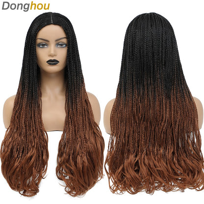 26 Inch Long Box Braided Wigs For Women Synthetic Perruque Tresse Africaine Micro Twist Box Braid Crochet Hair Curly Ends Wig