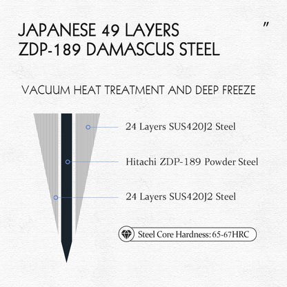 HEZHEN 8.3 Inch Bunka Knife 49 Layers ZDP-189 Damascus steel Powder Core Steel Kitchen Cook Wooden Gift Box kiritsuke Knife
