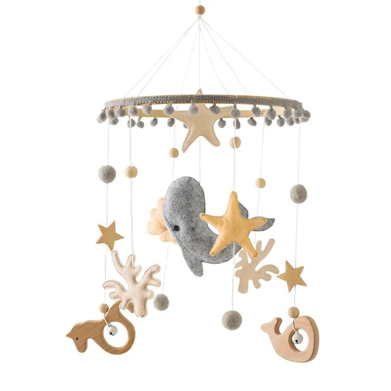 Brinquedo Chocalho para Bebê, Suporte de Berço, Móbile de Madeira, 0-12 Meses, Recém-nascido, Chocalho de Crochê, Suporte para Pendurar Brinquedos, Suporte para Berço de Bebê, Presente