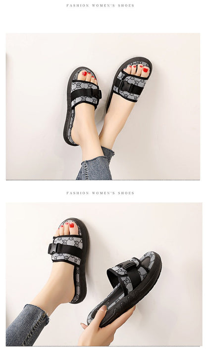 Women Slippers Flat Bottom Fashion All-match Sandals Woman Summer Outer Wear Non-slip Wear-resistant Pvc Soft-soled Lady Slipper