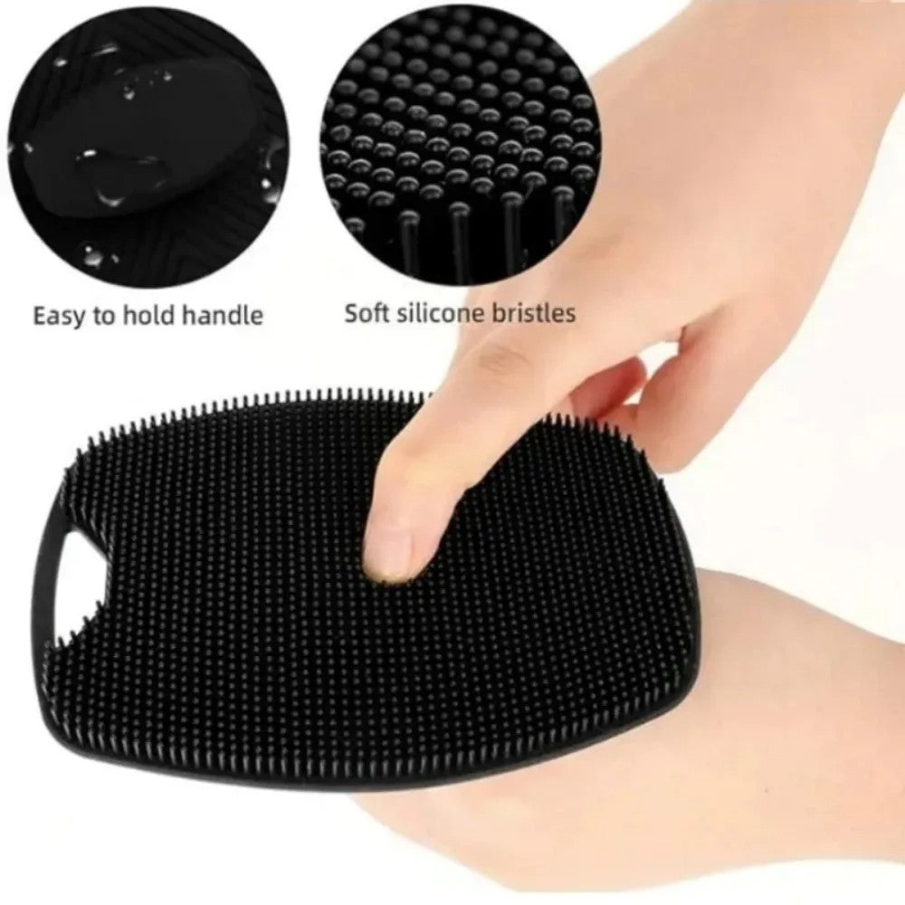 1 escova esfoliante de silicone macio, limpador manual para o corpo, cuidados com o corpo, esfoliante de banho, escova de massagem suave, universal