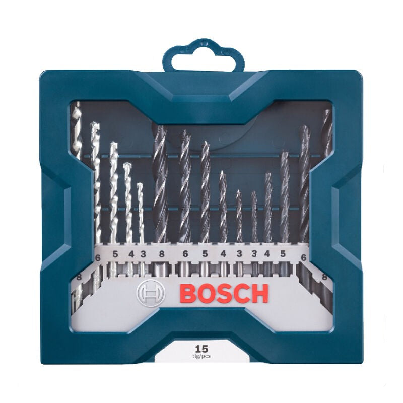 Kit de Brocas Bosch Elétrica Mistas 15Pçs 3/4/5/6/8mm Conjunto de Brocas para Madeira/metal/pedra Acessórios de Perfuração para Carpintaria Perfurador de Furo