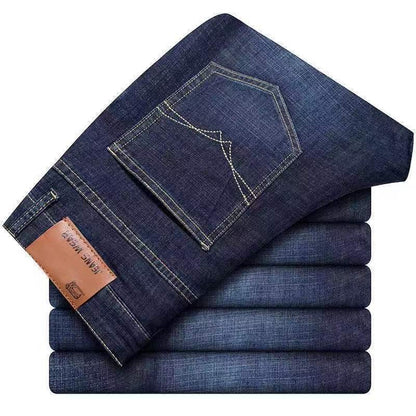 2025 New  Men's Jeans Casual Straight Stretch Fashion Classic Blue Black Work Denim Trousers Male Brand Clothing