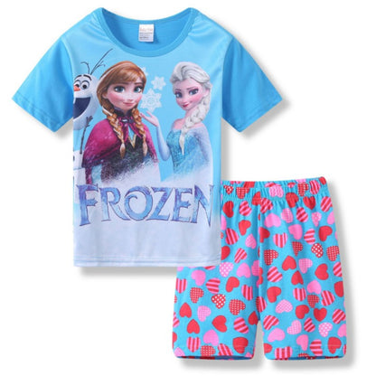 Summer Kids Pyjamas Children Sleepwear Baby Set Elsa Girls Minnie Short sleeved Pijamas Cotton Nightwear Clothes Pajamas Sets