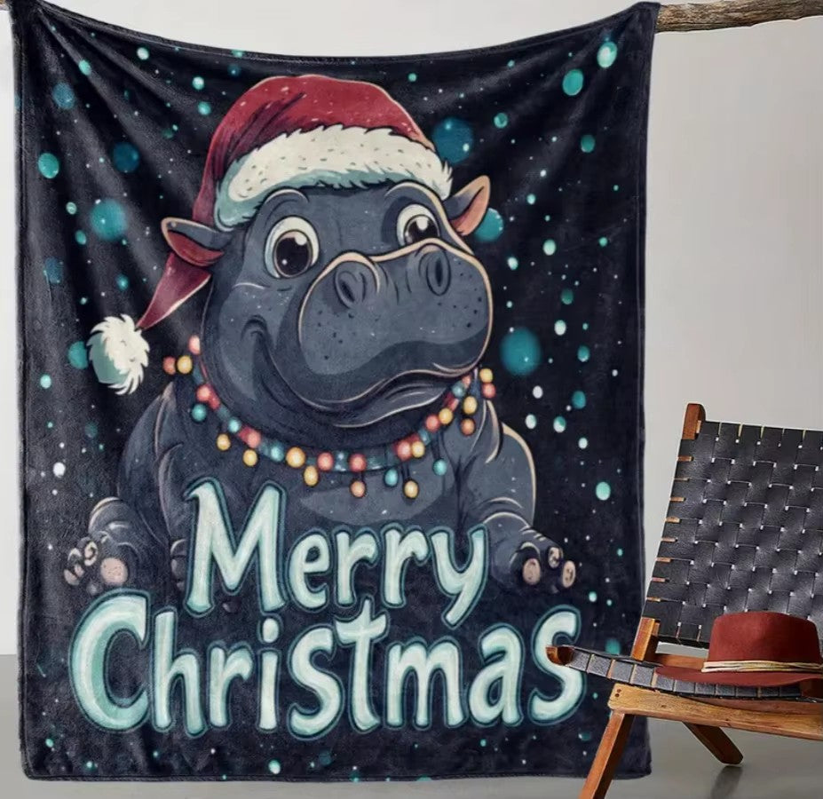 Contemporary Xmas Reindeer Fleece Blanket Versatile Design for Christmas Indoor Outdoor Activities All Year Round