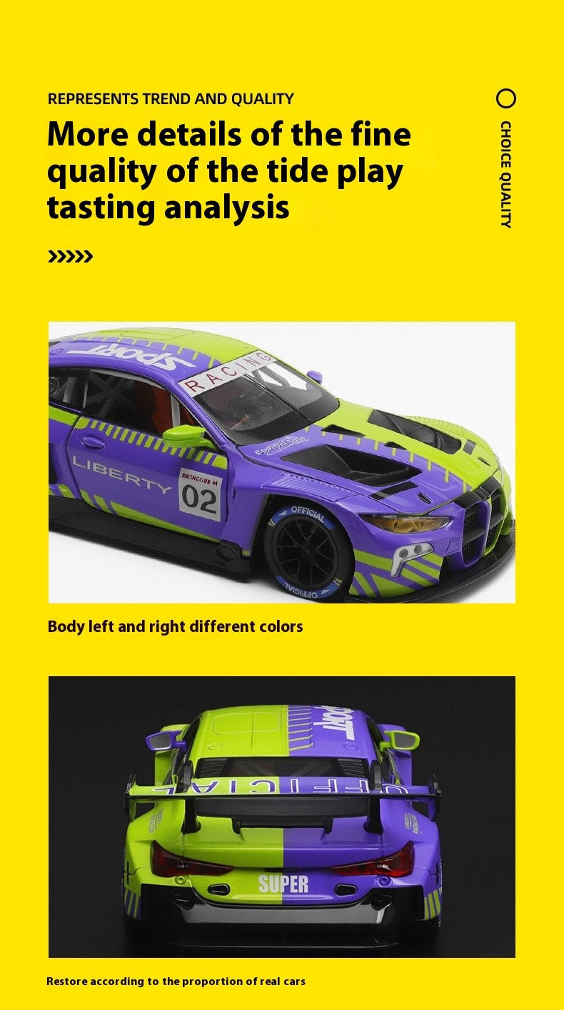 1:24 BMW M4 GT3 Carro Esportivo de Liga Leve Super Corridas com Luz e Som Brinquedo para Mães, Crianças, Meninos Jogos Miniatura de Carro