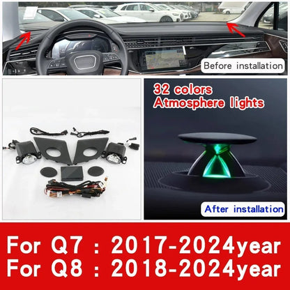 Elevador Tweeter para alto-falante com luz ambiente para Audi A6 C7 C8 A7 A4 A5 B8 B9 Q5 2017-2024 corneta de painel central Lâmpada profissional
