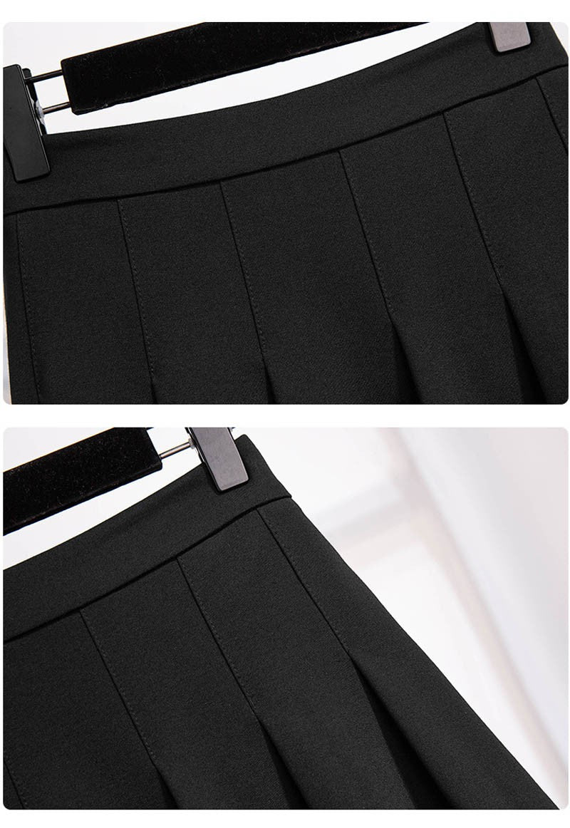 150Kg Plus Size Women's Autumn Loose Pleated A-Line Skirt 4XL 5XL 6XL 7XL 8XL 9XL Solid Elastic Waist Skirt Black