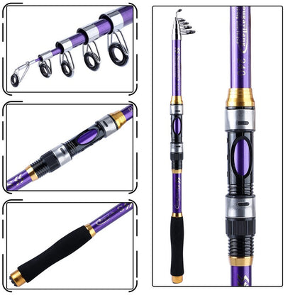 Sougayilang 4 Cores Vara de Pesca Telescópica 1.8m-3.3m Fibra de Vidro Cabo EVA Carpa Vara de Spinning Peso de Pesca 5kg