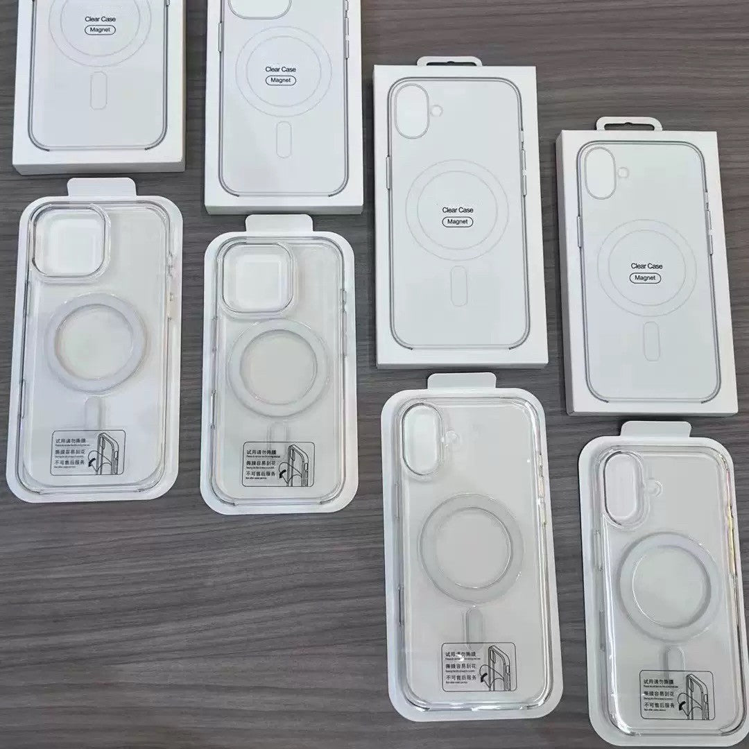Capa Magnética Transparente de Animação Original para iPhone 17 Air 16 15 14 13 12 Pro Max, Capas para Carregamento Sem Fio Magsafe