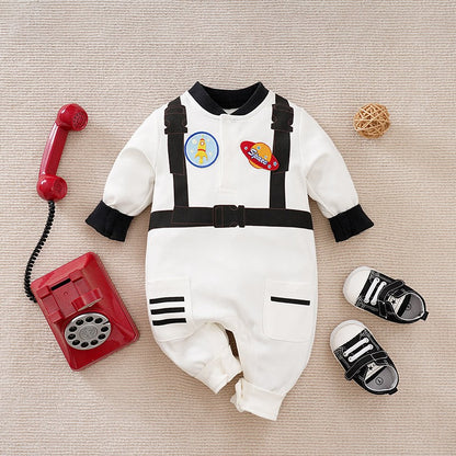 Long Sleeve Baby Newborn Toddler Spring Autumn Astronaut Boys Cartoon Printed Clothes 0-18 months Romper Cotton Baby Jumpsuit