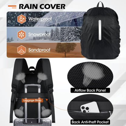Mochila para Câmera Impermeável Antifurto para Notebook, Estojo Grande Capacidade para Câmera Fotográfica com Capa de Chuva