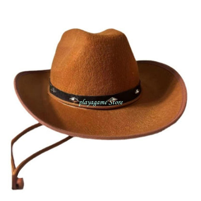 Y88A Cowboy Hat with Adjustable Rope Cowgirls Big Brim Party Accessory
