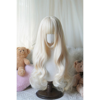 Peruca Longa Cacheada Estilo Lolita de 81cm | Cabelo Sintético Resistente ao Calor com Franja para Cosplay, Halloween, Festa Temática de Anime