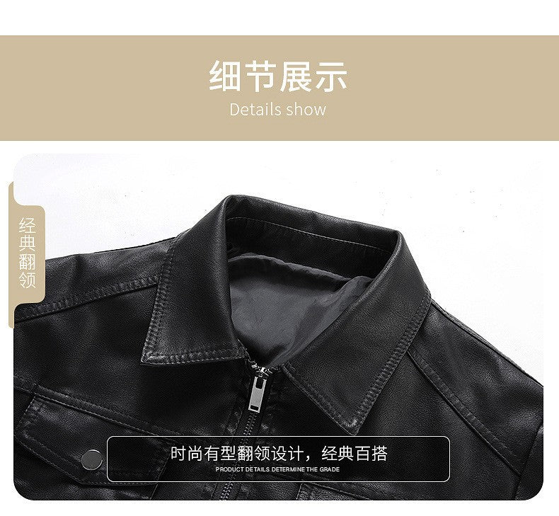 Mens Vintage Faux Leather Outwear Leather Jacket Motorcycle Black Biker Jackets Casual Lightweight Men PU Zipper Moto Outwear