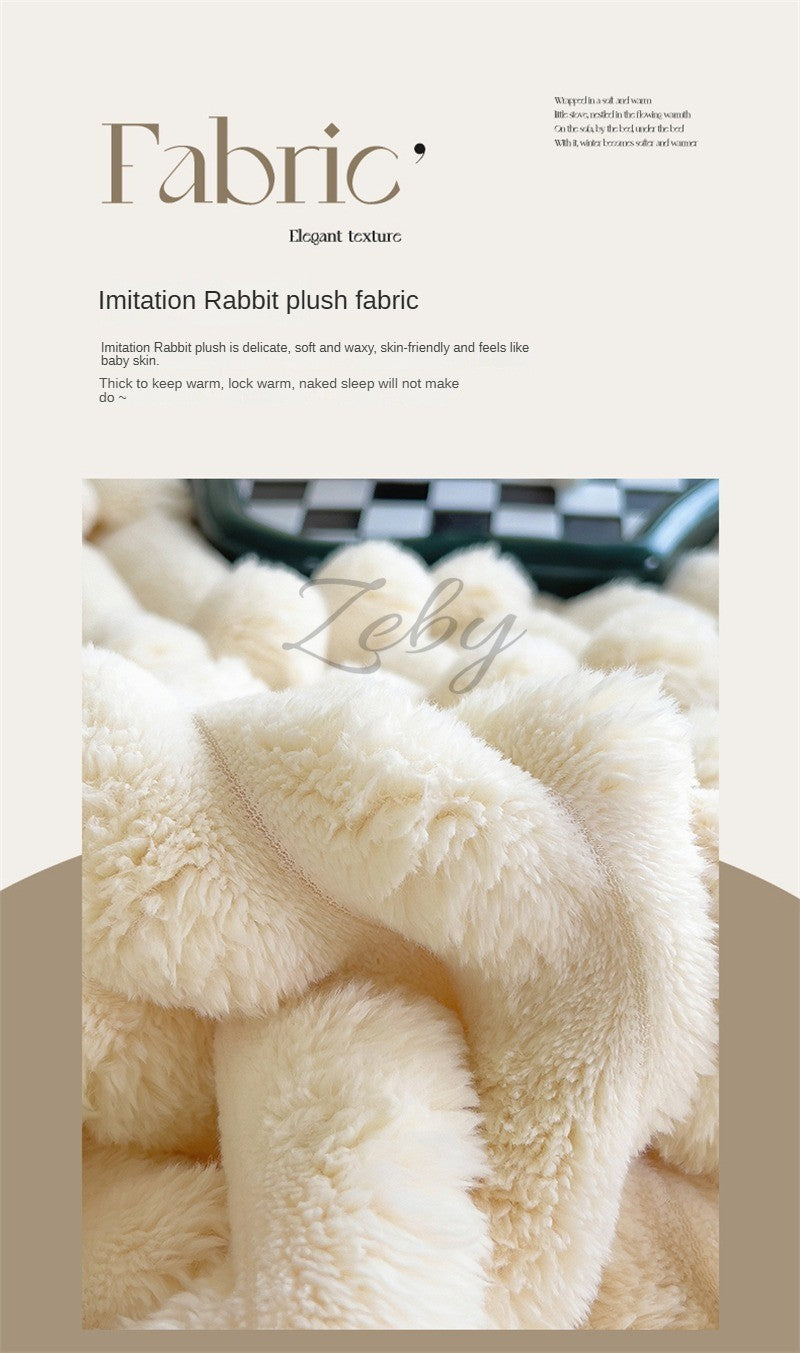 Imitation Rabbit Velvet Spring Autumn Warm Blankets or Blanket and Pillowcase Soft Fluffy Warmth Throw Blankets for Sofa Napping