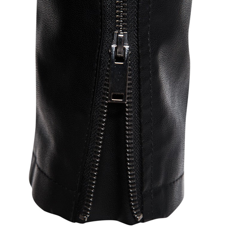 TRAF Leather Men's Youth Trend Autumn And Winter New Slim Korean Version Of Handsome Men's Autumn Coat Leather Jacket Men