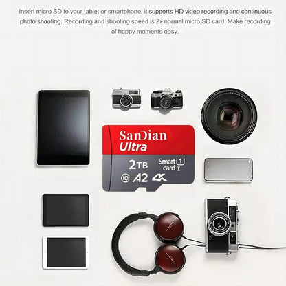 Brand-New SD Cards 2TB Flash Memory Card 128GB High-Speed Micro TF Card 512TB Class10 Mini Memory Card for Phones/PC/Cameras