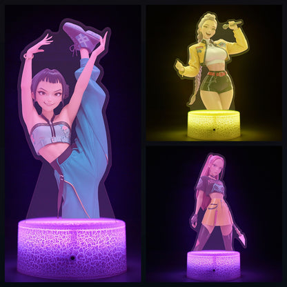 KPop K-POP Demon Hunters Kawaii Zoe Mira Rumi Saja Boys Superstar Monochrome Light Remote Control 16 Color Light Night Light