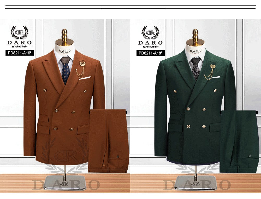 DAROuomo 2025  Men Suit Slim Fit Formal Business Work Wear Suits 2Pcs Set (Jacket+Pants)DR8211