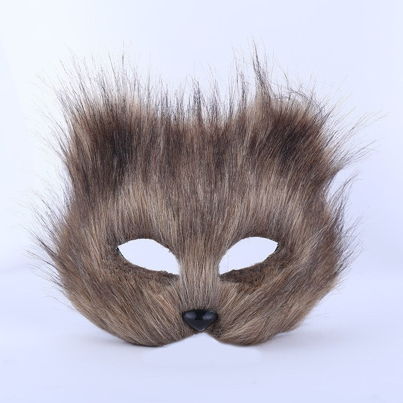 Halloween Fox Shape Half Face Eye Mask Sexy Imitation Cat Hair Animal Mask Christmas Carnival Party Cosplay Costume Props Masque