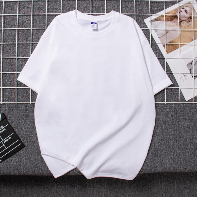 Cotton heavy-duty men's and women's T-shirts, summer breathable short sleeves, customized printing, logo embroidery