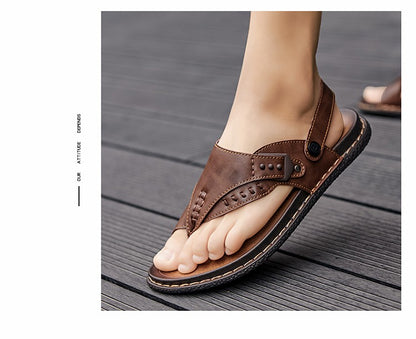 Sandals for men summer breathable and anti slip herringbone sandals dual-use for both external and soft soled men's beach shoes